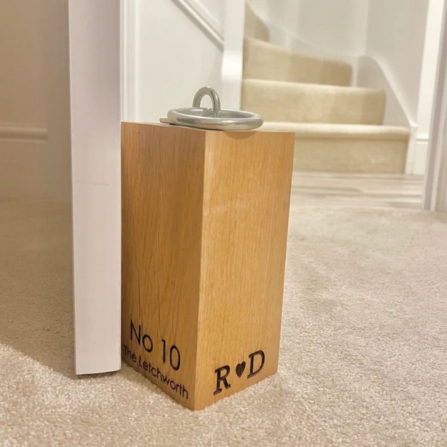 Oak Door Stop with Personalised Initials