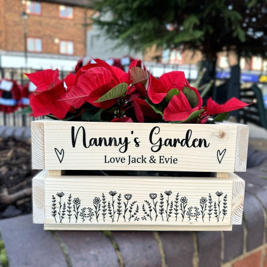 Personalised Wooden Flower Crate Planter