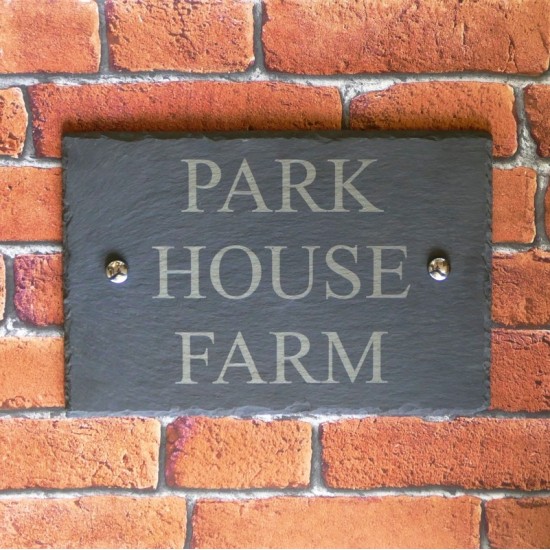 300mm x 200mm Rustic Slate House Sign Surface Engraved With House Name or Number