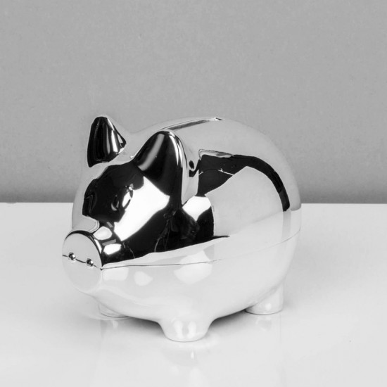 Silver Plated Piggy Bank Money Box