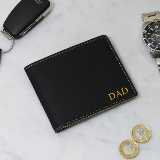 Personalised Black Leather Wallet