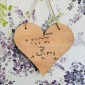 Personalised Hanging Wooden Heart Engraved In Your Own Handwriting