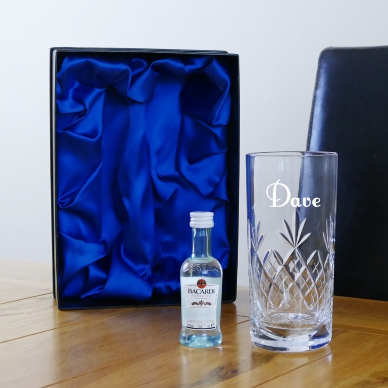 Bacardi Glass Gift Set- Engraved Free