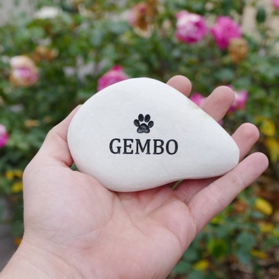 Personalised Cream/White Pebble Engraved In Your Own Handwriting