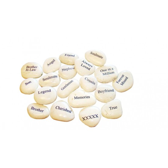 Engraved cream pebbles place settings