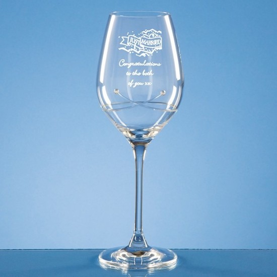 Engraved Swarovski crystal wine glass