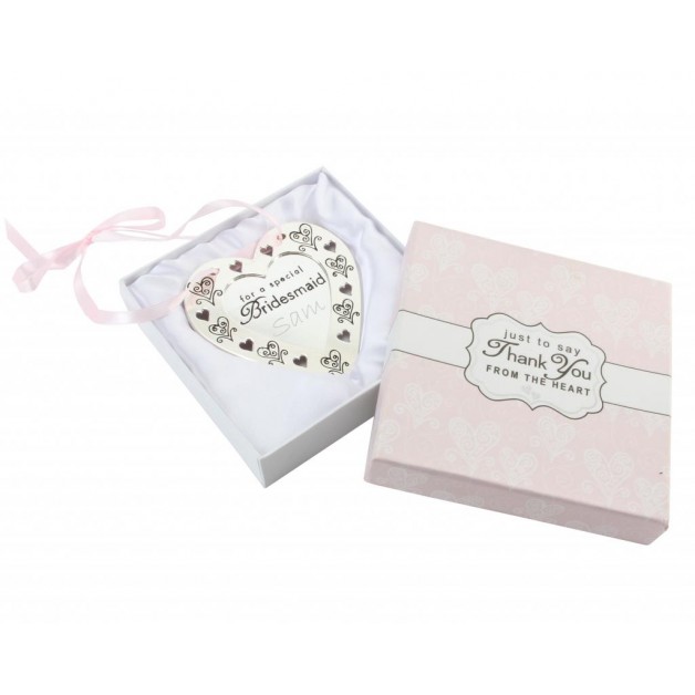 Hanging Silver Plated 'Bridesmaid' Heart