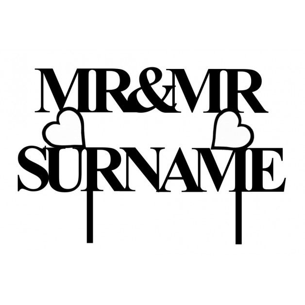 Personalised Black Mr & Mr Cake Topper