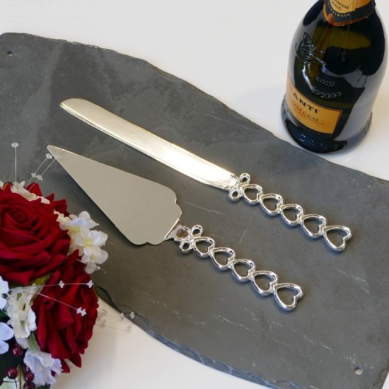 Personalised Cake Knife Server | Heart Cake Knife Set