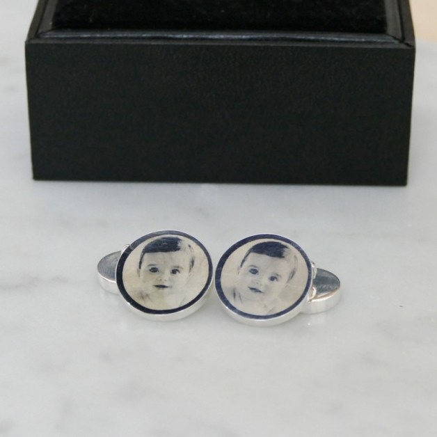 Round Photo Cufflinks | Engraved Cufflinks
