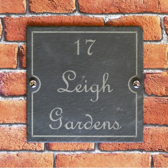 Slate House Sign With Surface Engraved House Name or Number