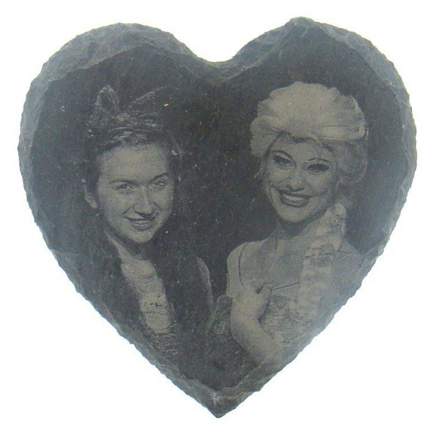 Photo Engraved Slate Coasters, Heart Photo Slate Coasters