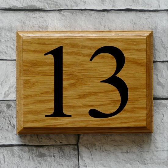 Solid Oak Wood House Number 152mm x 115mm