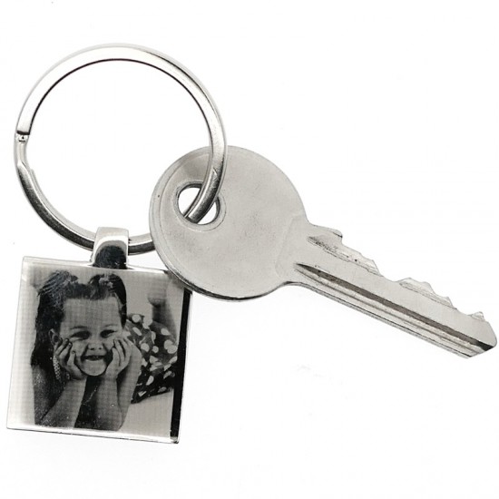 Square Photo Engraved Keyring | Photo Keyring