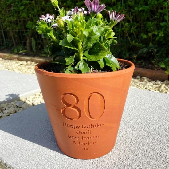 Birthday Flower Pot Outdoor Terracotta Birthday Flower